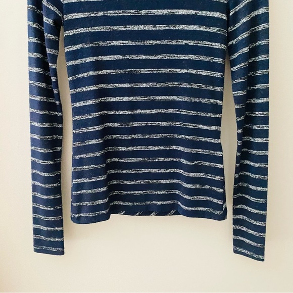 rag & bone Landon Navy Striped Turtleneck Top Blue Sz XS - Picture 3 of 8